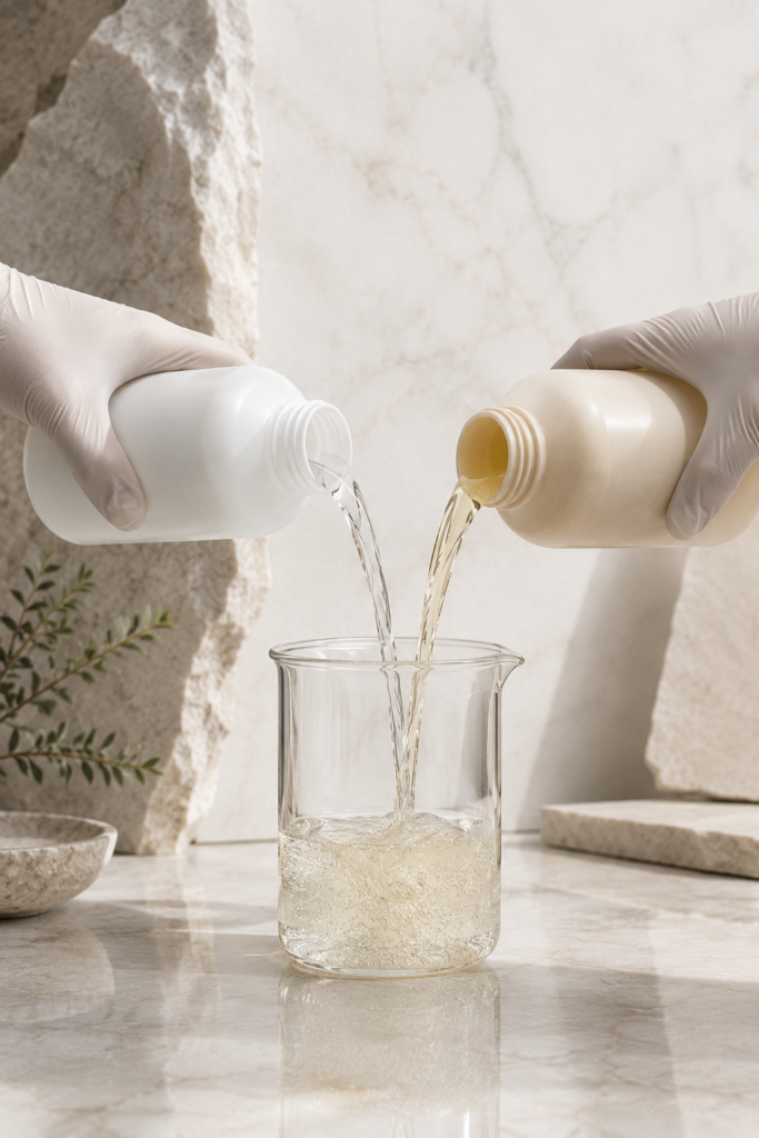 mixing chemicals